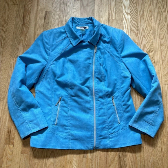 TanJay Jackets & Blazers - TanJay Zip-Up Faux Suede Moto Style Jacket/Blazer Zip Pockets & Padded Shoulders